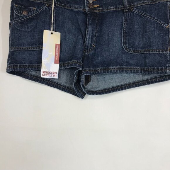MOSSIMO SUPPLY CO - WOMEN'S 17 -Y2K  DARK WASH LOWEST RISE COTTON JEAN SHORTS - Picture 3 of 10